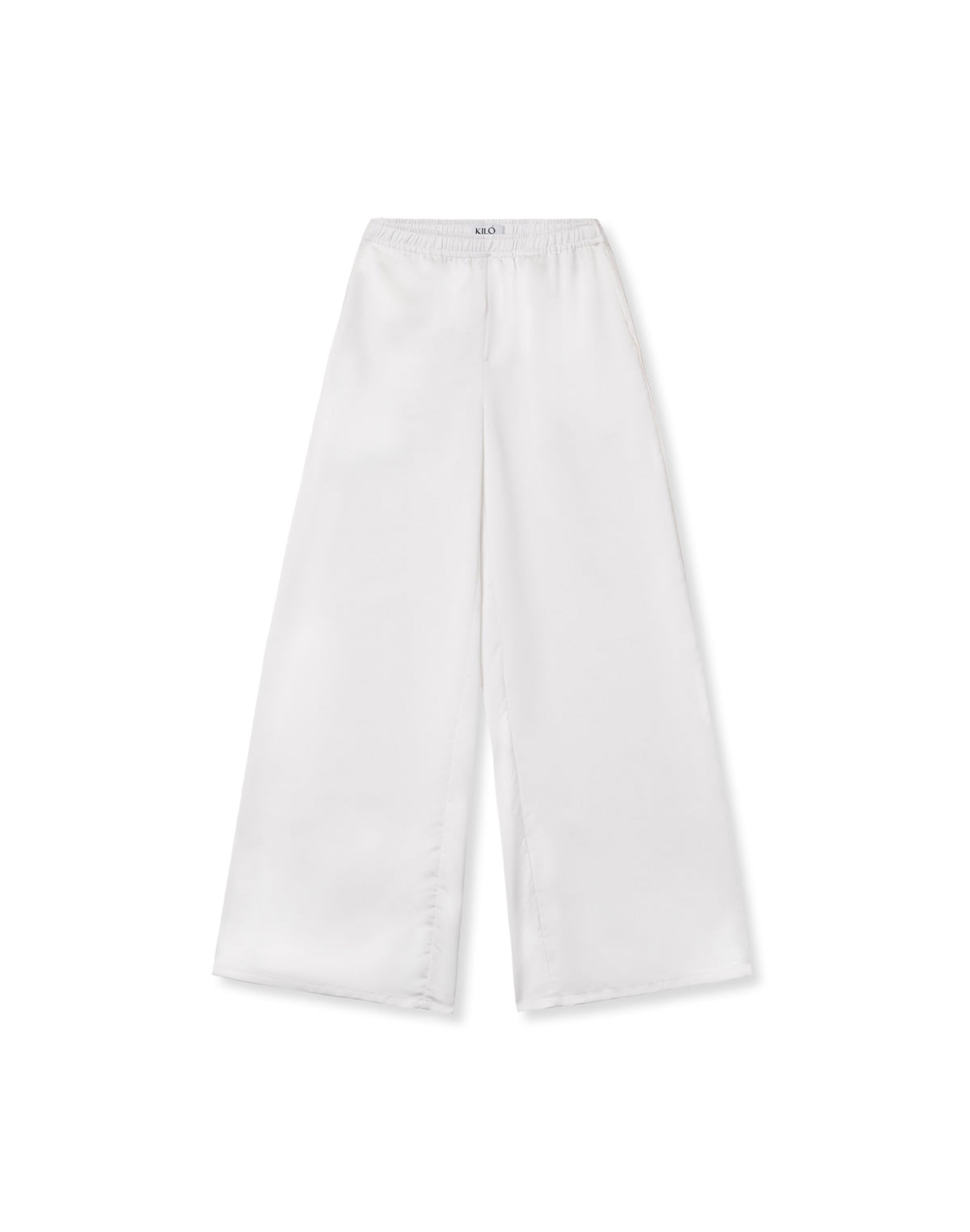 WIDE SATIN TRACK PANTS (WHITE)