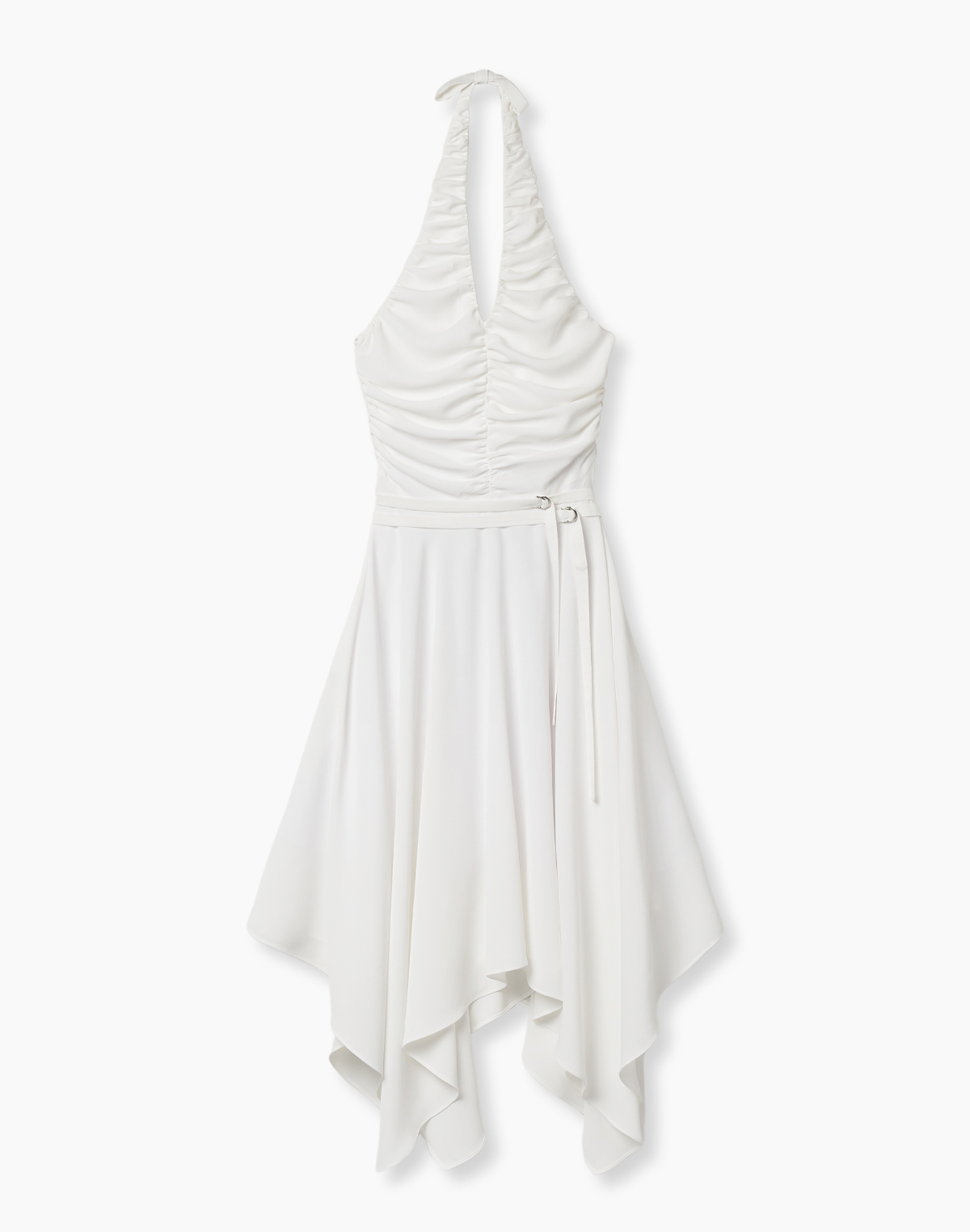 BELTED HALTER DRESS (WHITE)