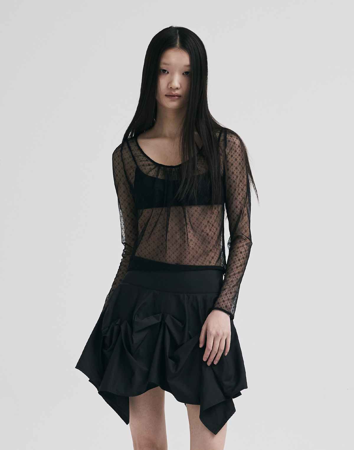 LACE SEE-THROUGH TOP (BLACK)